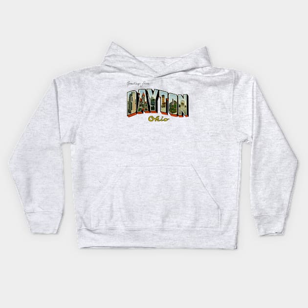 Greetings from Dayton Ohio Kids Hoodie by reapolo